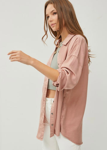Mauve Oversized Shirt - Farm Town Floral & Boutique