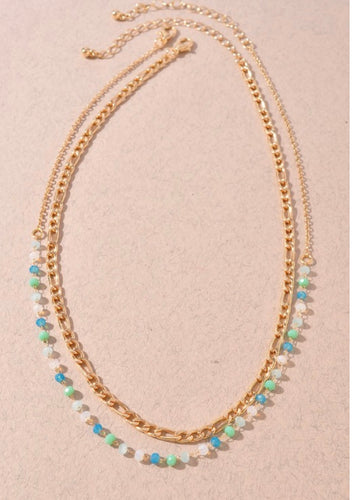 Double Stand Blue Jewel Necklace - Farm Town Floral & Boutique