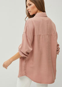 Mauve Oversized Shirt - Farm Town Floral & Boutique
