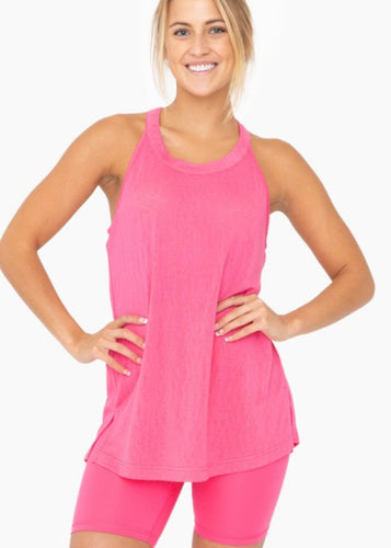 Pink Jersey Long Tank - Farm Town Floral & Boutique