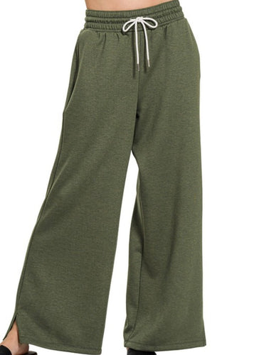Olive Green Scuba Pants - Farm Town Floral & Boutique