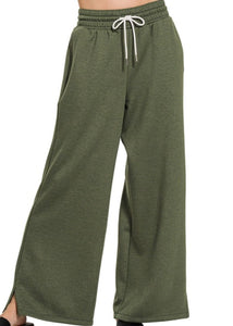 Olive Green Scuba Pants - Farm Town Floral & Boutique