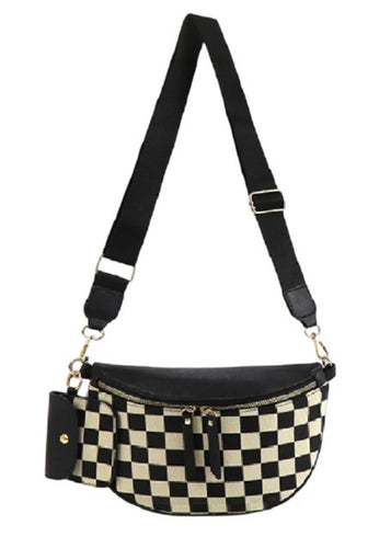 Checkered Crossbody Handbag - Farm Town Floral & Boutique