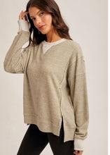 Load image into Gallery viewer, Light Olive Thermal Pullover - Farm Town Floral &amp; Boutique
