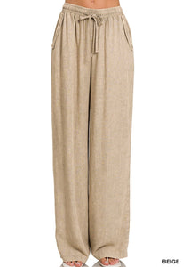 Beige Linen Pants - Farm Town Floral & Boutique