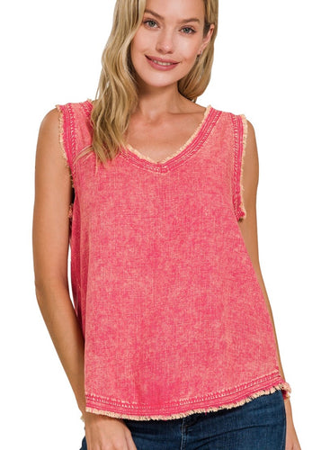 Pink Linen Tank - Farm Town Floral & Boutique