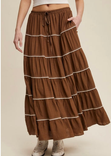 Brown Everyday Skirt - Farm Town Floral & Boutique