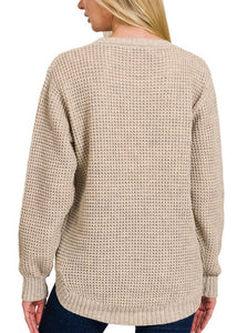 Heather Beige Waffle Sweater