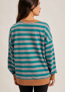 Teal Stripe Pullover