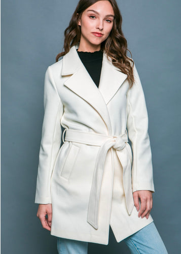 Cream Collared Trench Coat - Farm Town Floral & Boutique