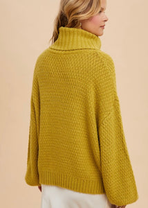 Golden Chartreuse Cowl Neck Sweater