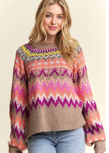 Tribal Print Winter Sky Sweater