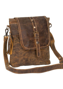 Brown Leather Beauty Handbag - Farm Town Floral & Boutique