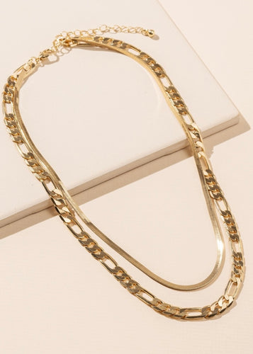 Gold Chain Link Double Necklace - Farm Town Floral & Boutique