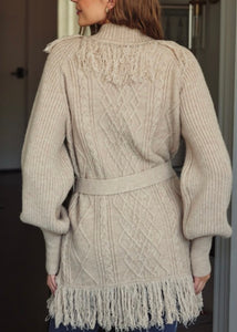 Lux Oatmeal Cable Cardigan