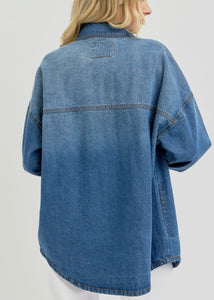 Denim Classic Snap Shacket - Farm Town Floral & Boutique