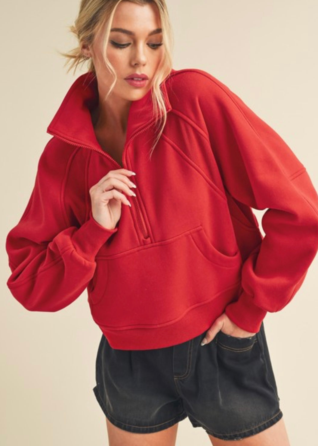 Red Dove Funnel Neck Pullover