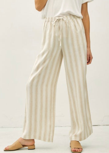 Natural Linen Stripe Pants - Farm Town Floral & Boutique