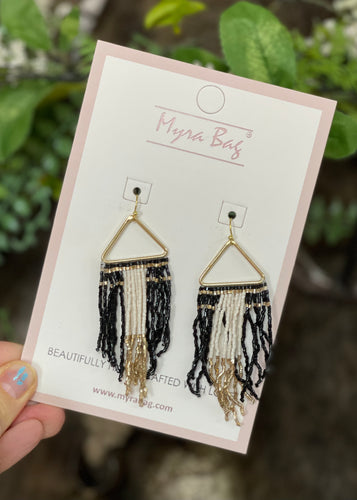 Gold Triangle Beaded Earrings - Farm Town Floral & Boutique