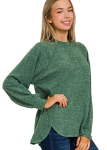 Green Hacci Henley Sweater