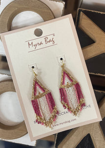 Pink and Gold Beaded Earrings