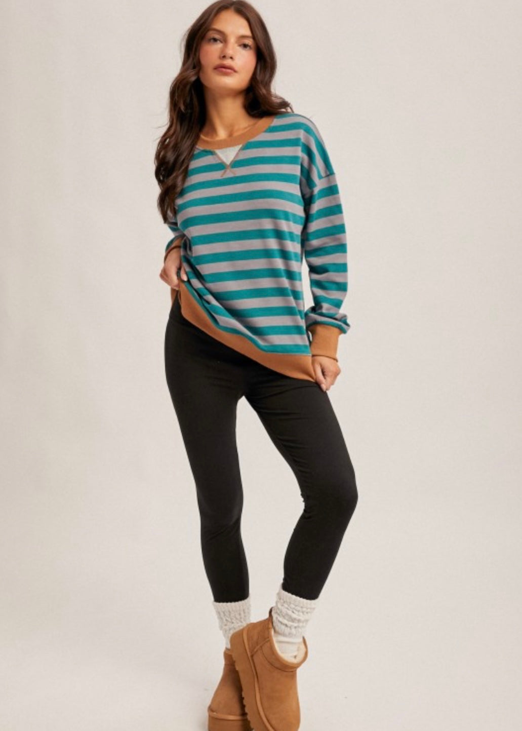 Teal Stripe Pullover