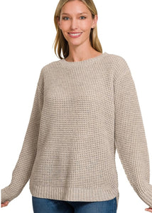 Heather Beige Waffle Sweater