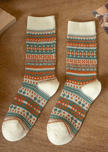 Cream Pattern Socks