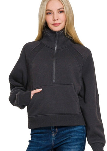 Black Fleece Pullover - Farm Town Floral & Boutique