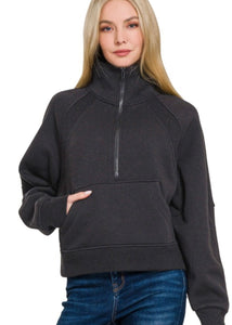 Black Fleece Pullover - Farm Town Floral & Boutique