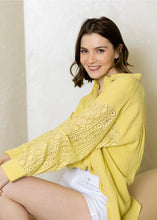 Load image into Gallery viewer, Lemon Crochet Gauze Shirt - Farm Town Floral &amp; Boutique
