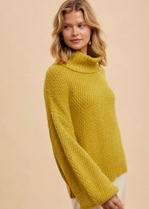 Golden Chartreuse Cowl Neck Sweater