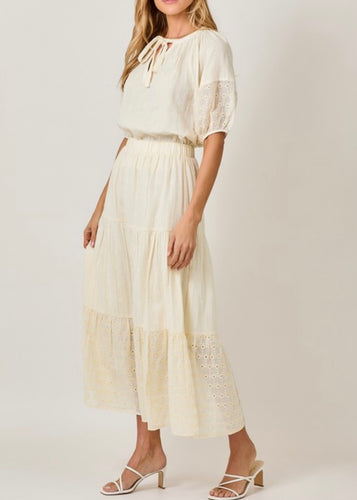 Cream Eyelet Skirt - Farm Town Floral & Boutique