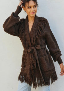 Lux Brown Cable Cardigan