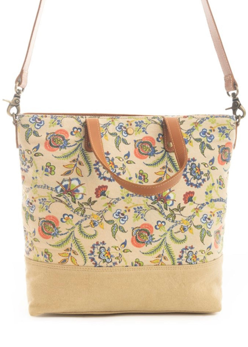 Beige Floral Handbag Tote - Farm Town Floral & Boutique