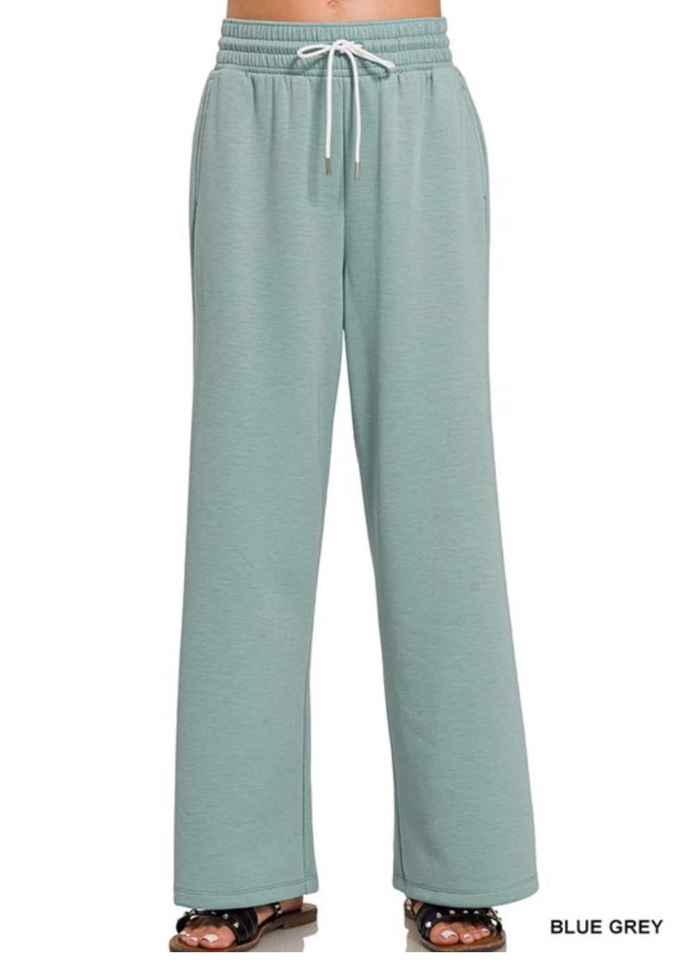 Blue Gray Scuba Pants - Farm Town Floral & Boutique