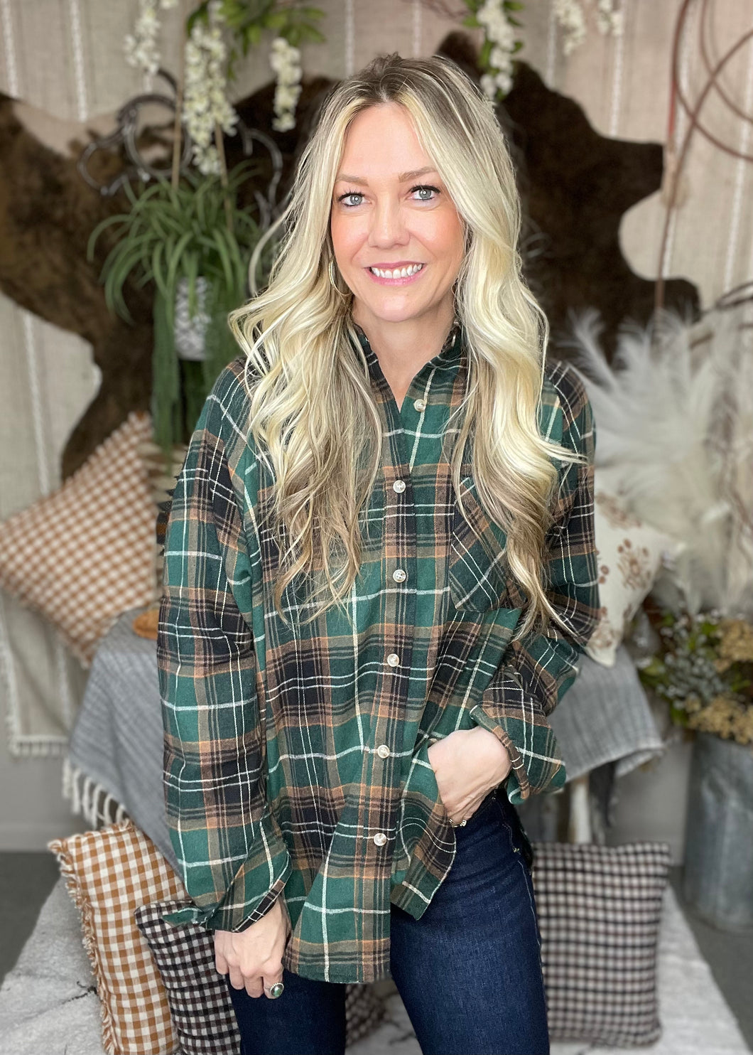 Green and Brown Plaid Flannel