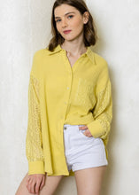 Load image into Gallery viewer, Lemon Crochet Gauze Shirt - Farm Town Floral &amp; Boutique
