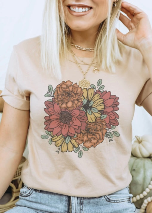 Fall Floral Graphic Tee