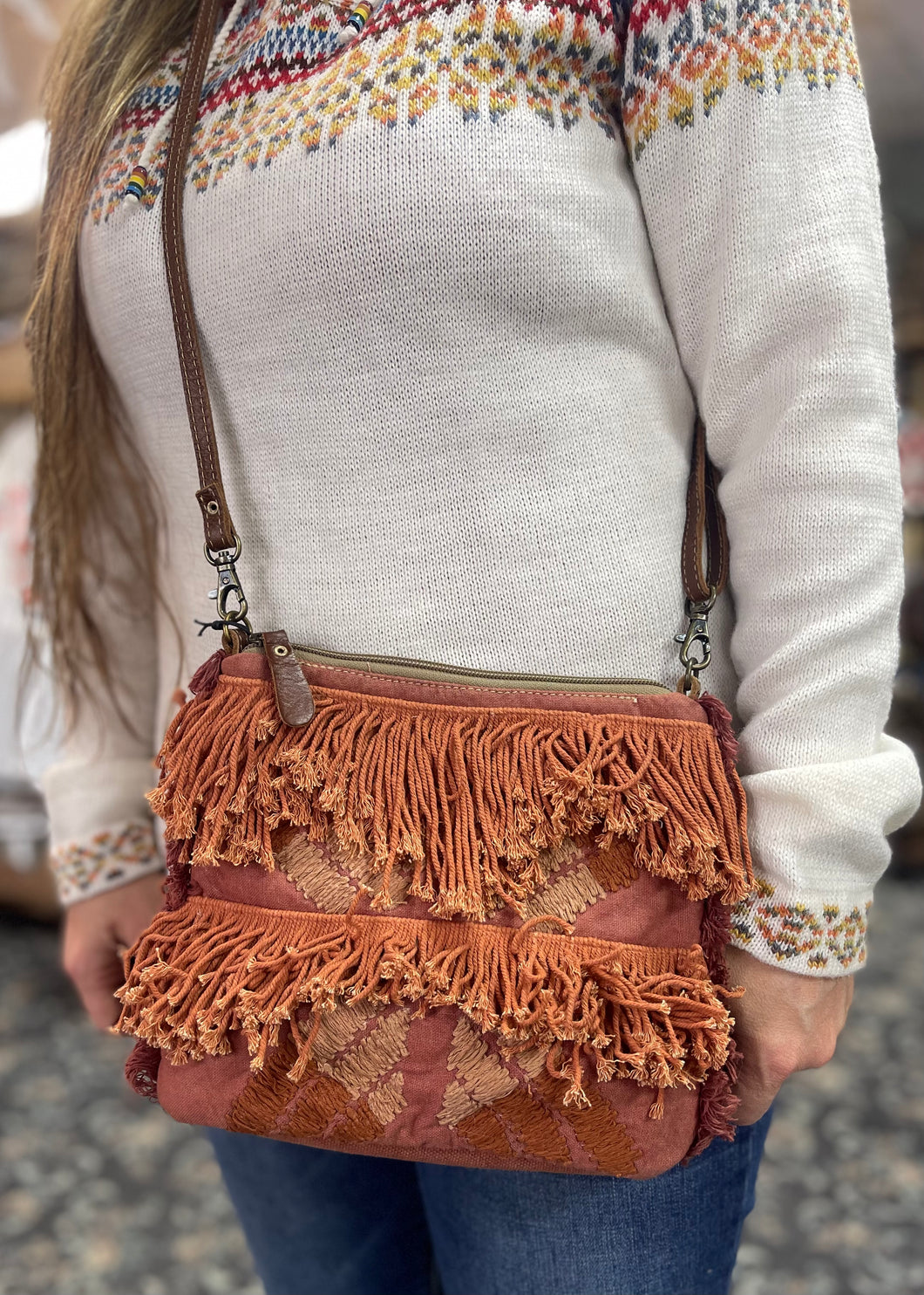 Sunset Fringe Canvas Handbag