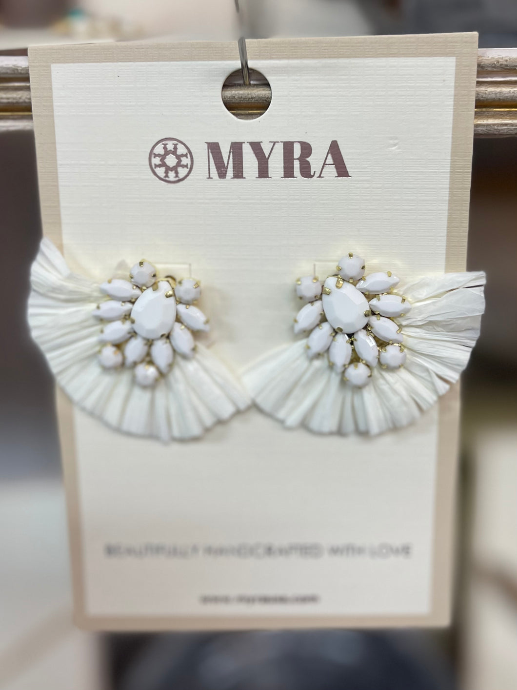 White Rafia Earrings