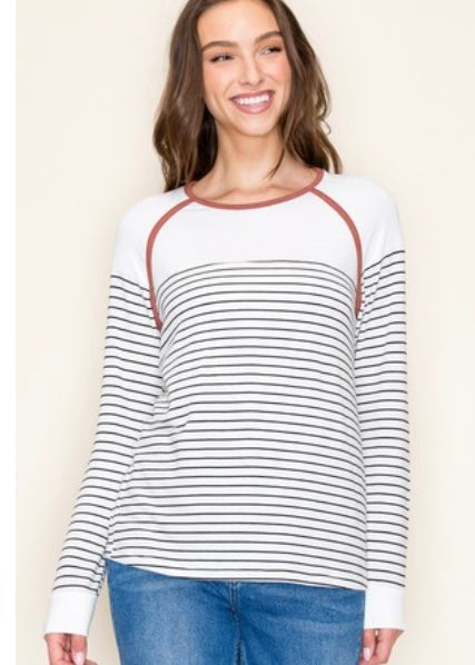 Ivory Stripe Top