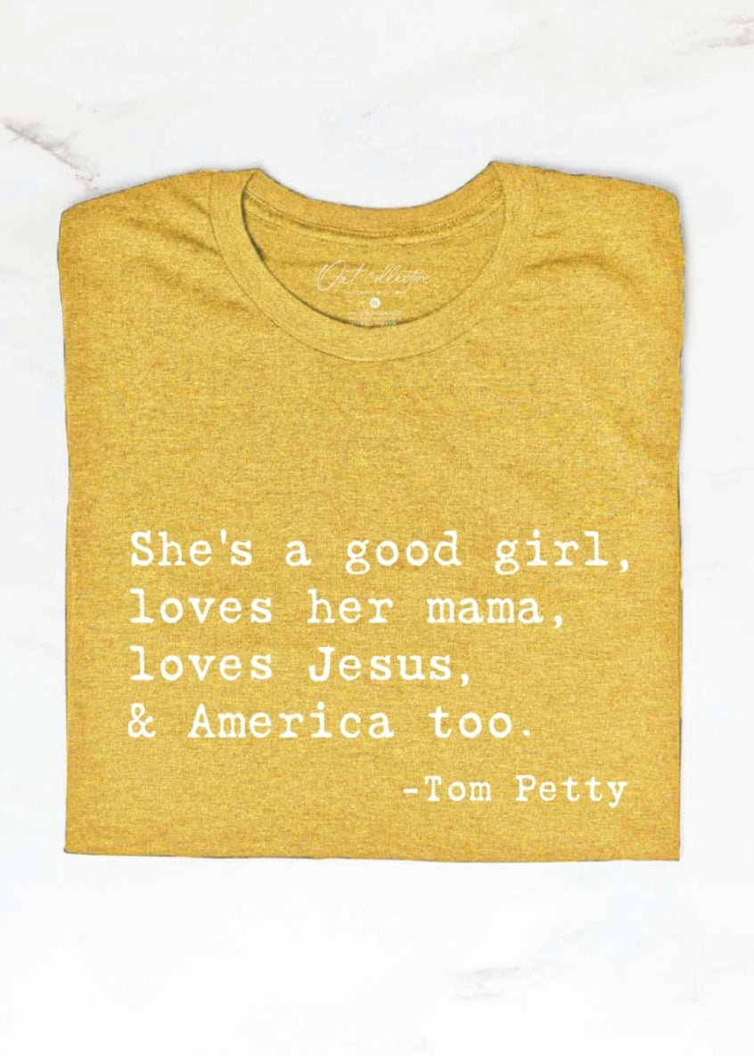 Heather Mustard Tom Petty Tee - Farm Town Floral & Boutique
