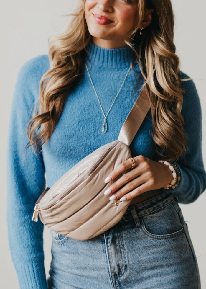 Taupe Puffer Bum Bag | Farm Town Floral & Boutique