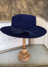 Load image into Gallery viewer, Navy Blue Wool Felt Hat - Farm Town Floral &amp; Boutique
