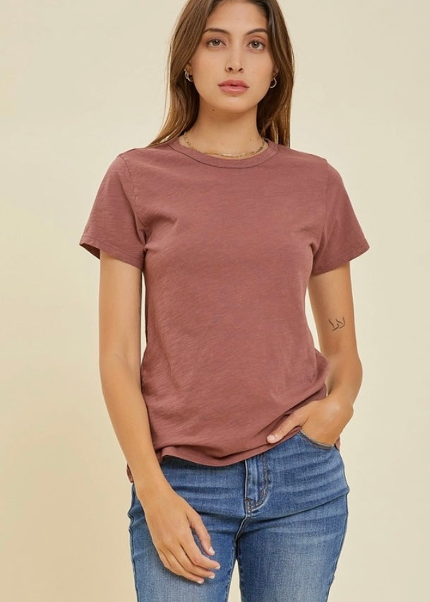 Earthy Mauve Slub Tee - Farm Town Floral & Boutique