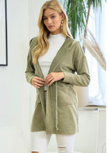 Load image into Gallery viewer, Spring Olive Long Hoodie Cardigan - Farm Town Floral &amp; Boutique
