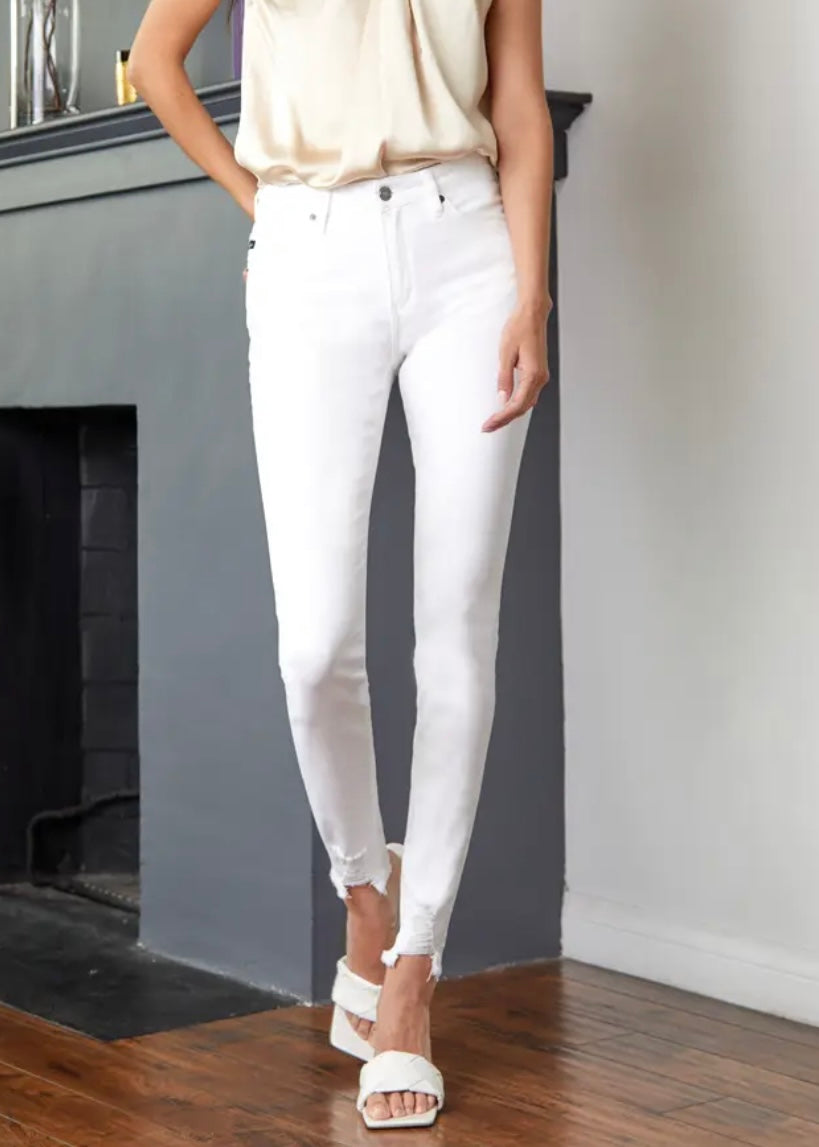 White Zip Fly Skinny KanCan Jeans - Farm Town Floral & Boutique