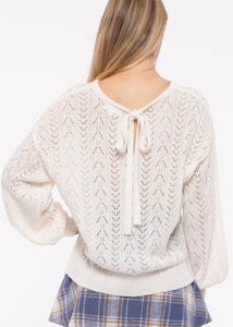 Eyelet Knit Sweater Top - Farm Town Floral & Boutique