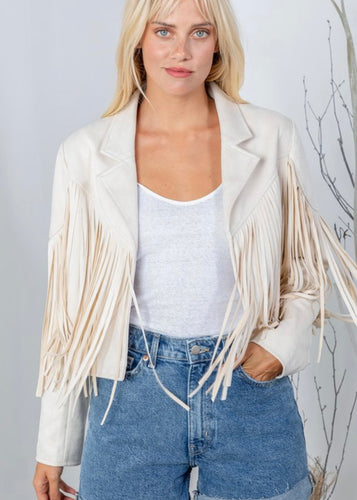 The Concert Fringe Jacket in Ivory or Camel - Farm Town Floral & Boutique